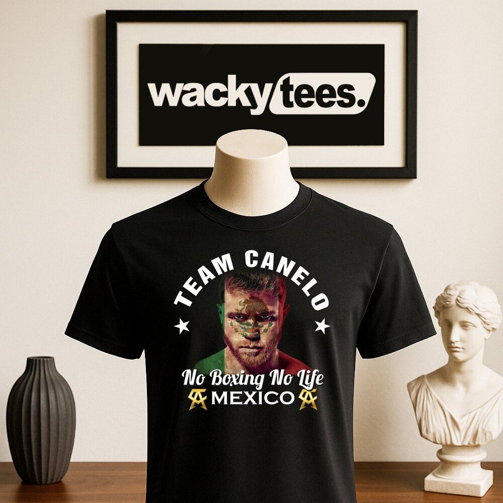 Team Canelo Alvarez Mexican Flag Face No Boxing No Life Mexico Graphic Tee Shirt